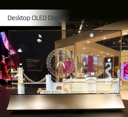 3D 55 ইঞ্চি স্বচ্ছ OLED টাচ স্ক্রিন ডেস্কটপ ডিজিটাল সিগনেজ মনিটর প্রদর্শন